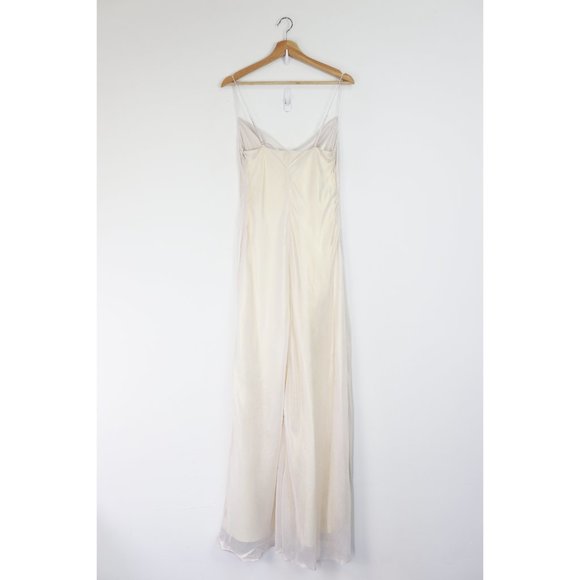Lovers + Friends Maia Cowl Neck Slip Gown Maxi Dress Cloud Metallic Small - Picture 6 of 7